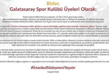 Galatasaray üyelerinden “İstanbul Sözleşmesi Yaşatır” ilanı
