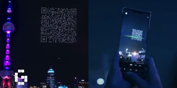 Gökyüzünde 1.500 drone ile oluşturulan QR kod!