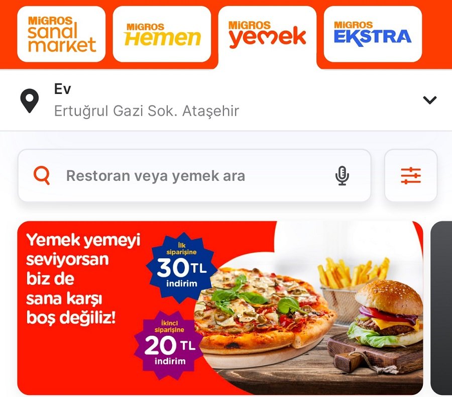 Migros One online yemek siparişi sektörüne adım attı