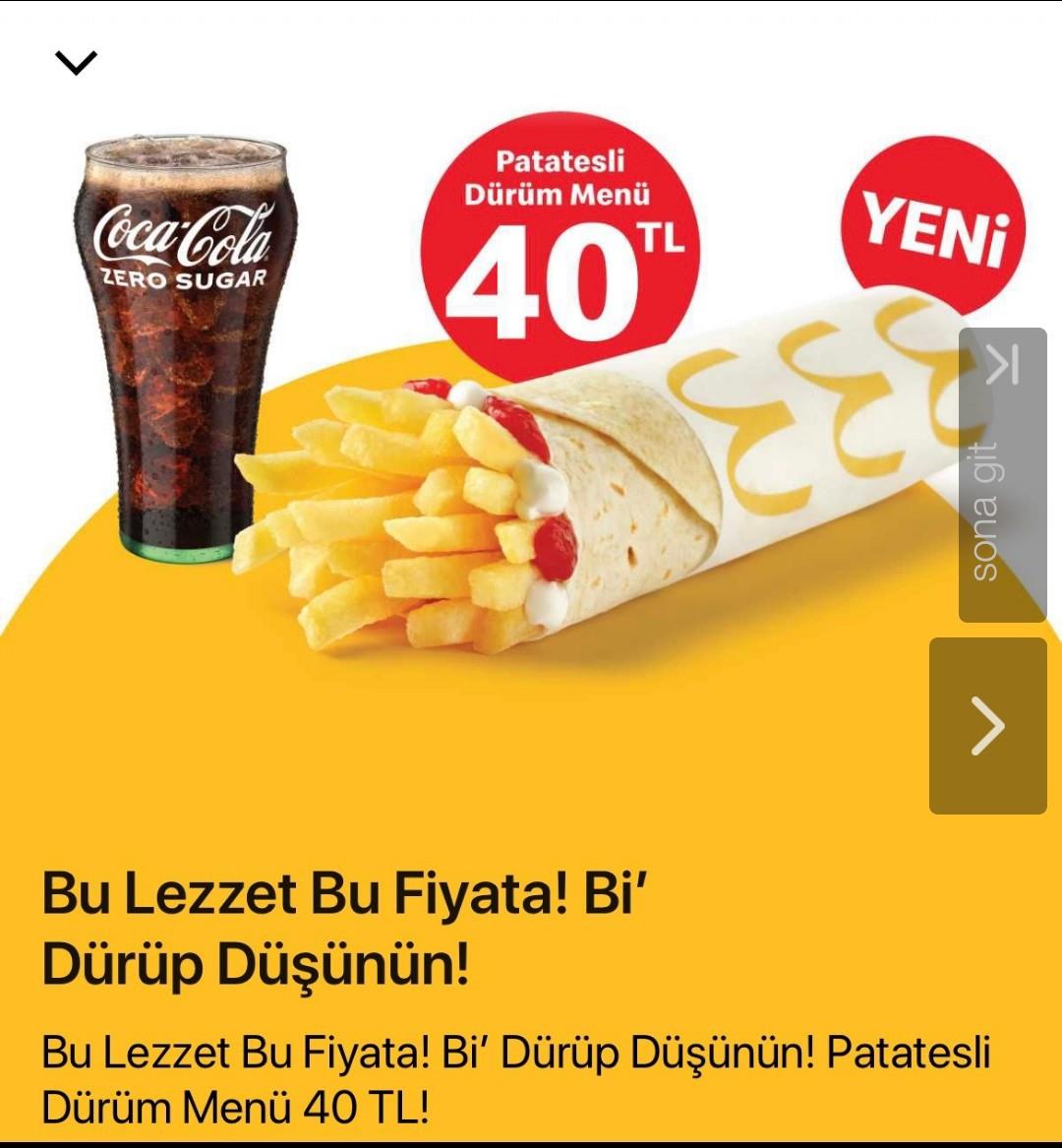 McDonald’s’ın 40 TL’lik patatesli dürüm menüsü olay yarattı