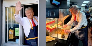 Seçim yarışı McDonald’s’a taşındı: Trump önlük giydi, servis yaptı!